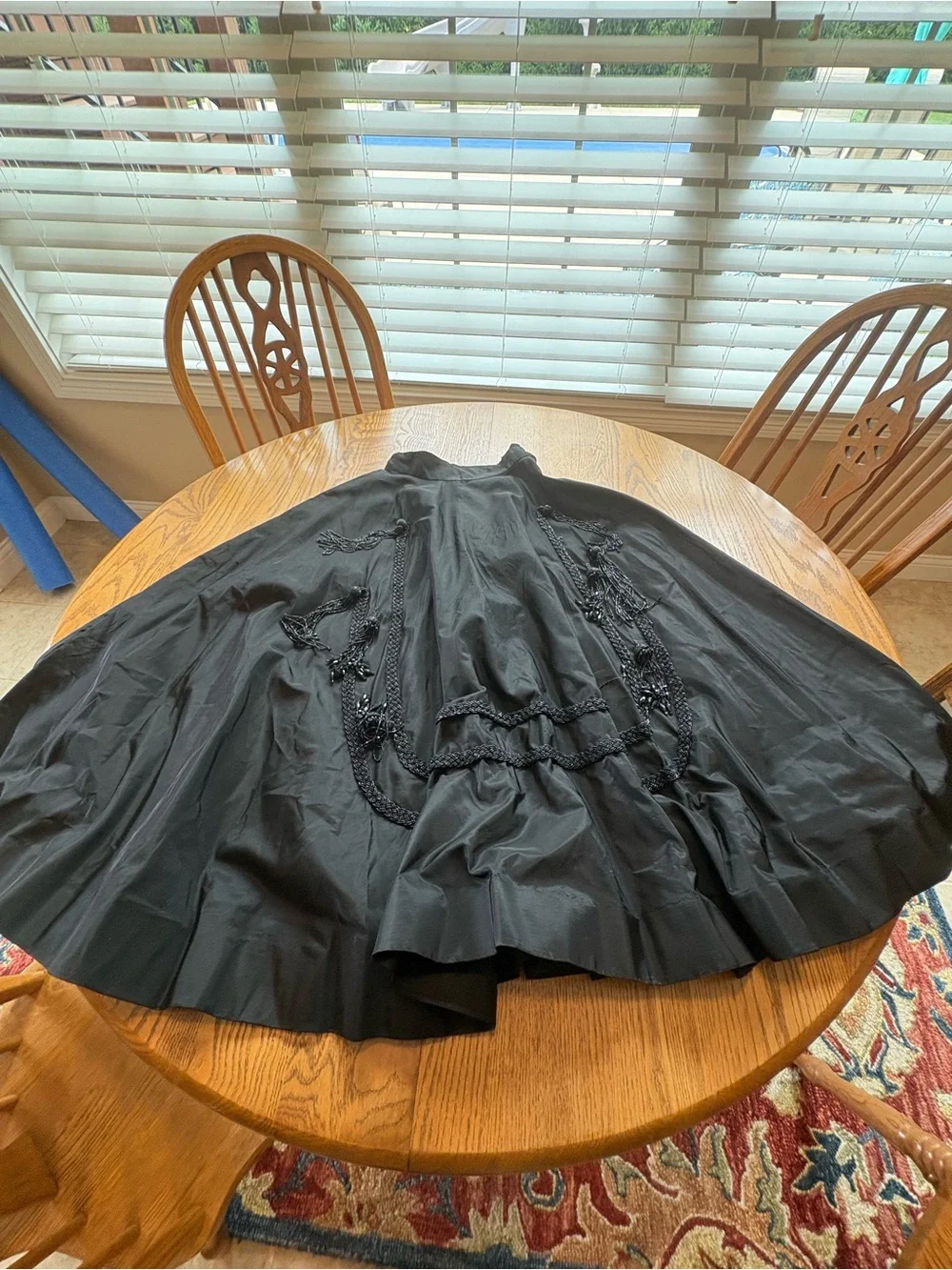 Vintage Black Taffeta Long Beaded Maxi Skirt Size S Custom